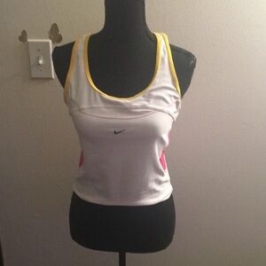 Nike women’s athletic pink, white and yellow work out racer back tank top​​